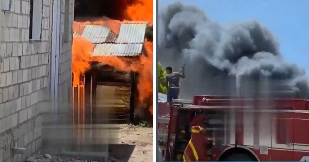 Incendio consume vivienda por completo en Jimaní mientras vecinos intentan ayudar