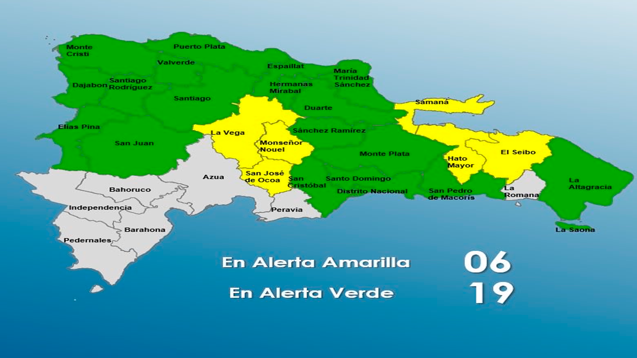 COE mantiene 25 provincias en alerta por efectos de vaguada y sistema frontal