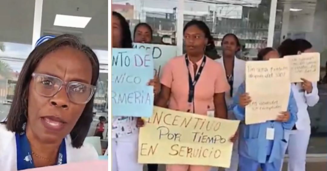 «Enfermera unida jamás será vencida»: gritan en paro en Hospital Nuevo de Boca Chica