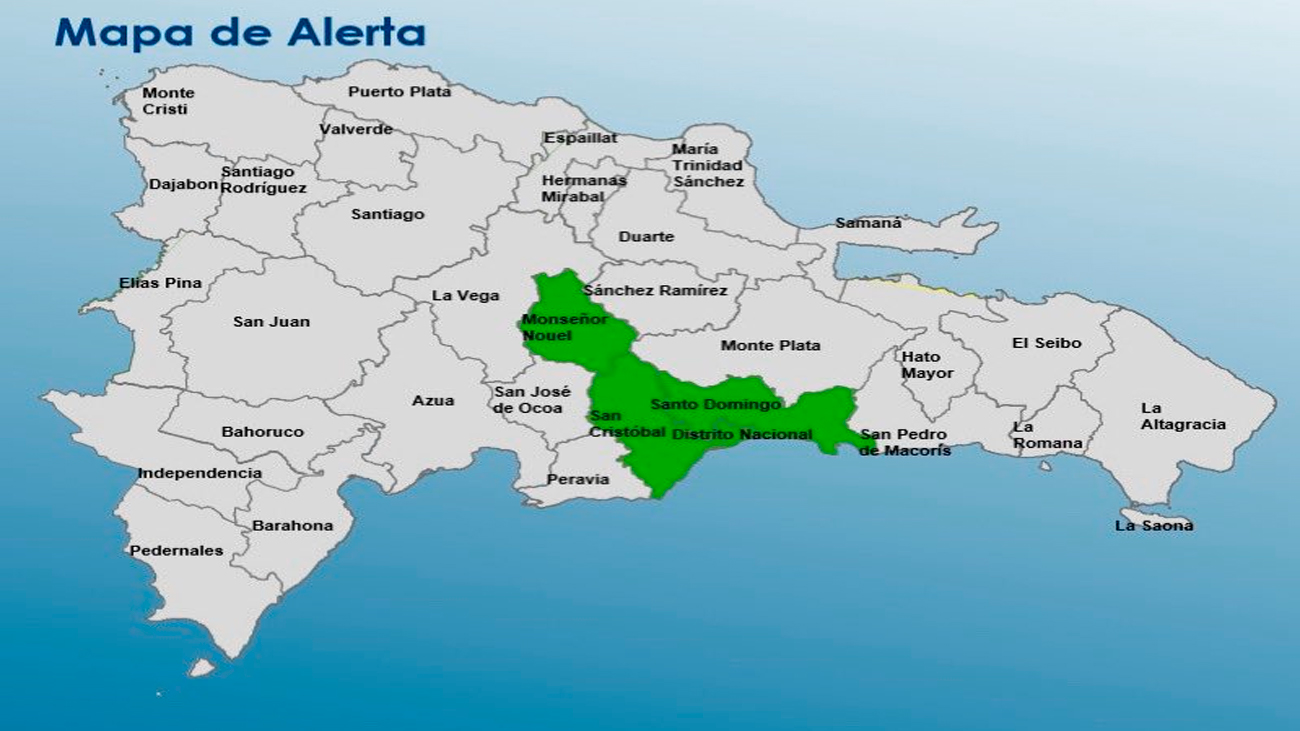 COE coloca cuatro provincias en alerta verde por efectos de vaguada