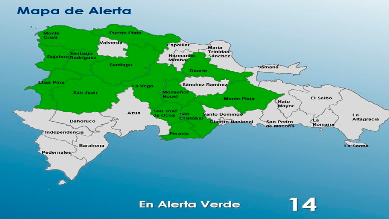 COE amplía a 14 las provincias en alerta verde por fuertes aguaceros