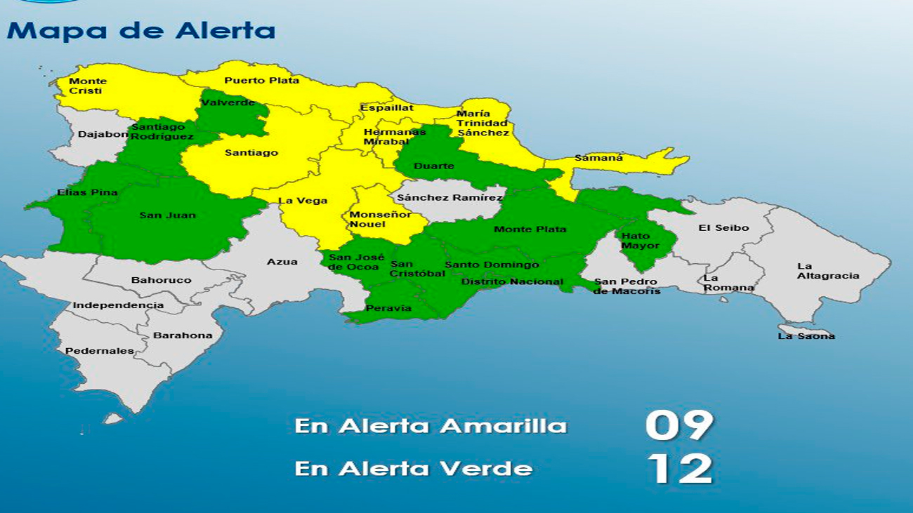 El COE mantiene nueve provincias en alerta amarilla y 12 en verde por lluvias