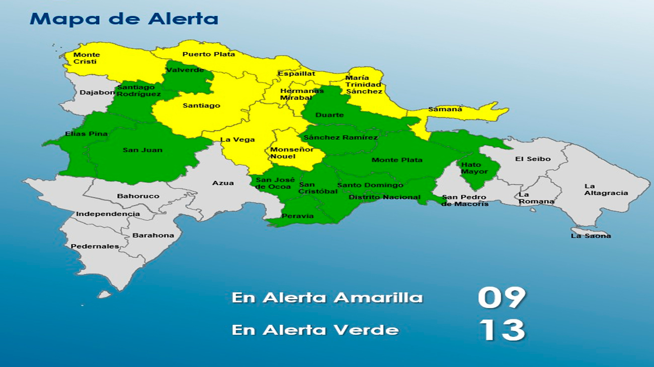 El COE mantiene nueve provincias en alerta amarilla y 12 en verde por lluvias