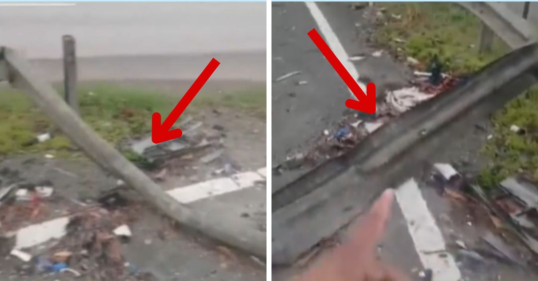 Defensa metálica dañada en autopista Duarte lleva tiempo sin reparación tras accidente