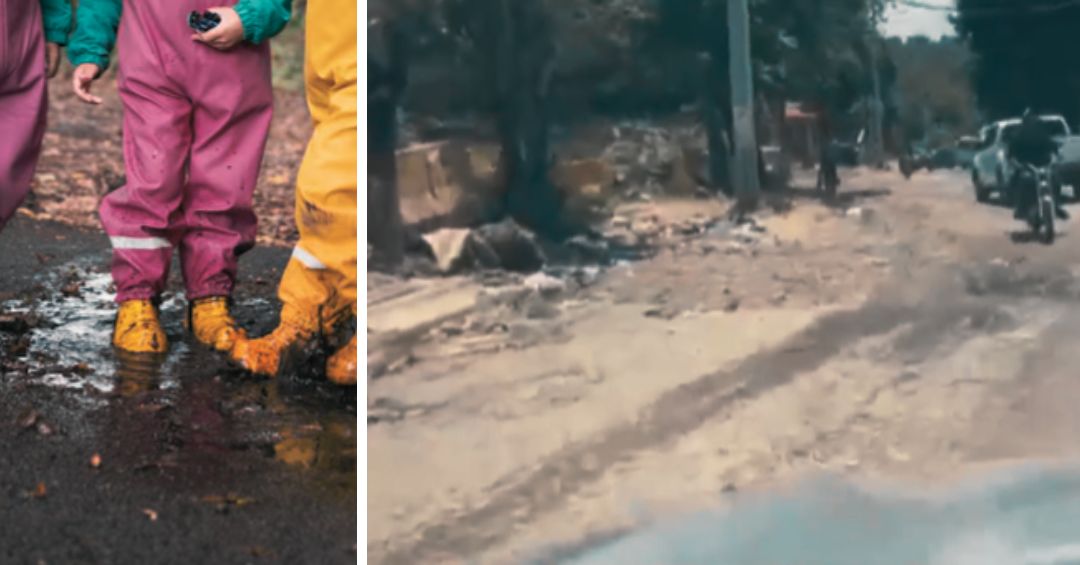 Manoguayabo: Ciudadanos denuncian que niños cruzan lodo y hoyos para ir a la escuela