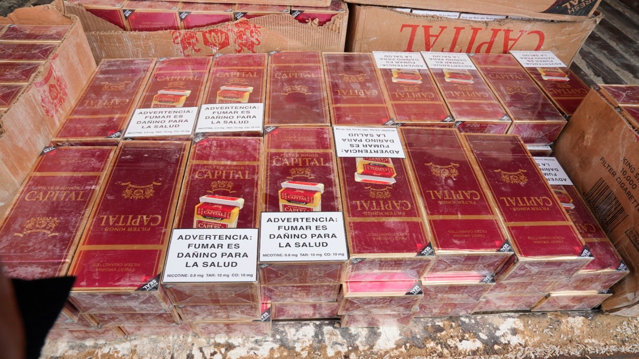 Policía Nacional ocupa 100 mil cigarrillos de contrabando y apresa tres hombres