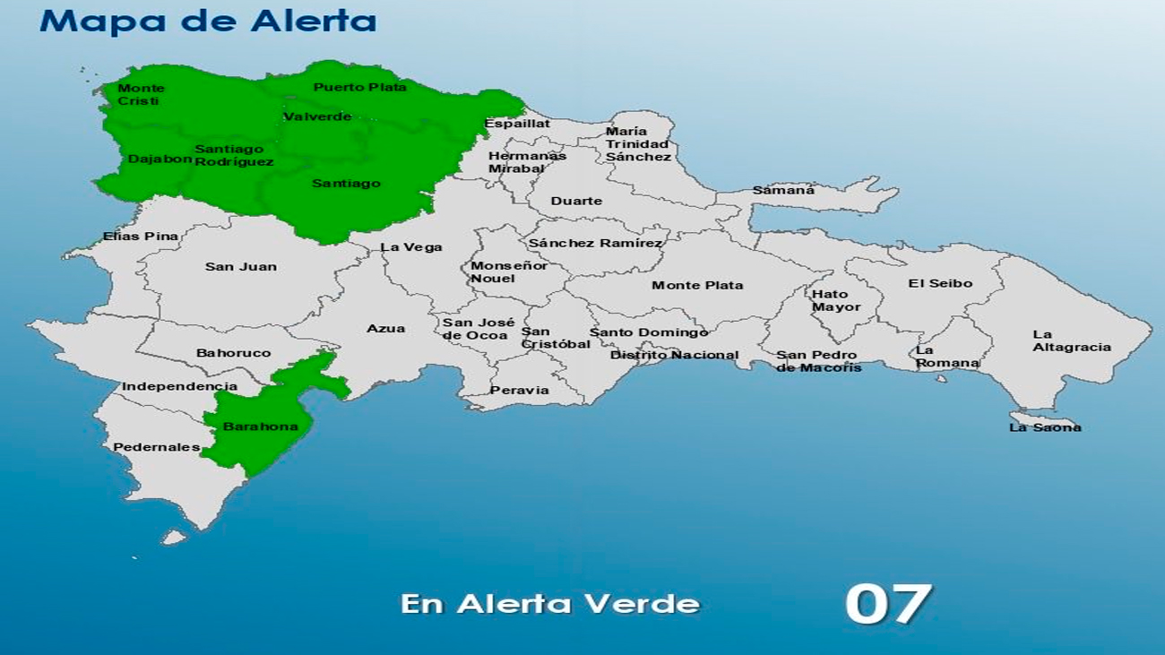 COE mantiene siete provincias en alerta verde por 