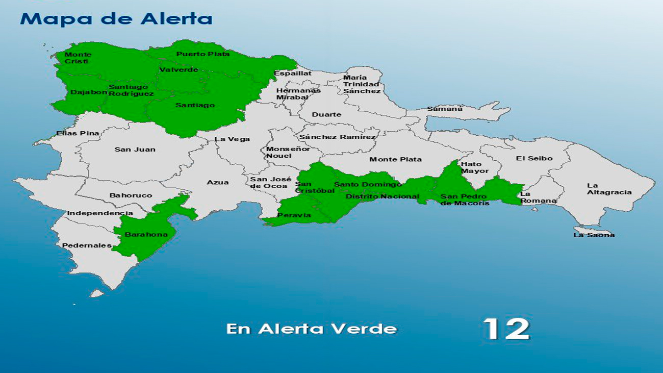 COE mantiene 12 provincias en alerta verde por vaguada y ond