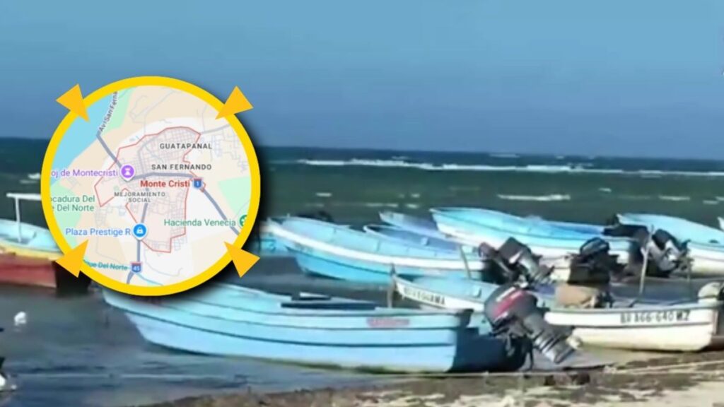 Botes de pescadores en playa Buen Hombre, Montecristi, durante operativo de búsqueda.